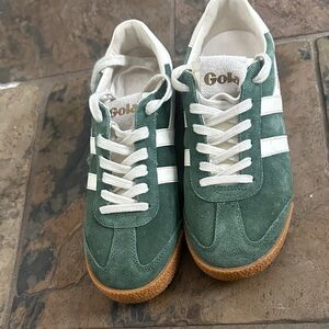 Gola Classic Green and White Suede Sneakers